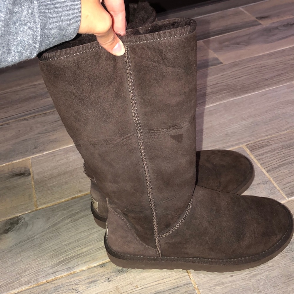 Lightly worn dark brown tall ugg boots